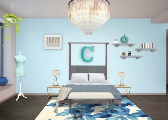 Royalty Blue Bedroom Design Rendering