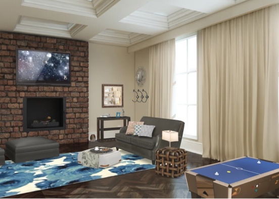 blue rose living room Design Rendering