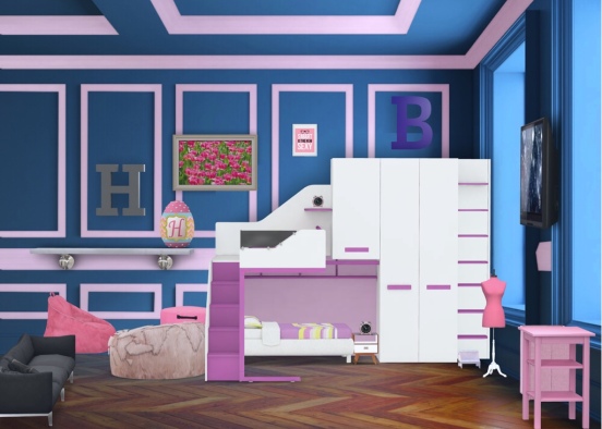 Hailey and Bailey’s pink room Design Rendering