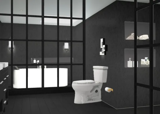 Banheiro da casa black Design Rendering