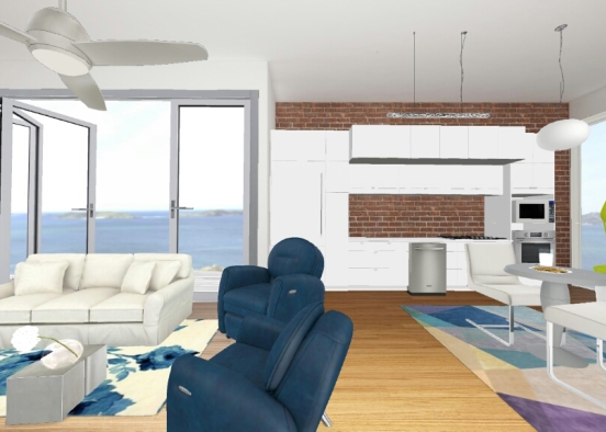 Living/dining at the shore Design Rendering