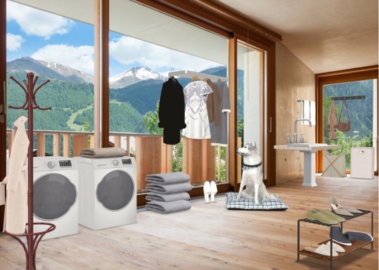 Laundry Room and Mud Room Design Rendering