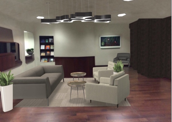 Lobby with couches ceiling light with chairs Design Rendering