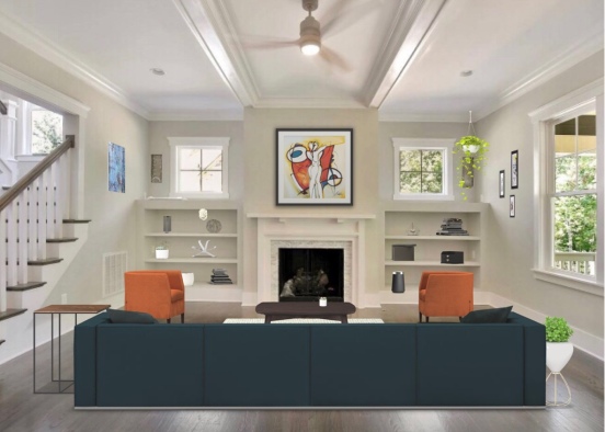 Mod Living Room Design Rendering