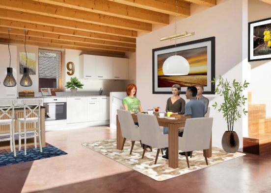 Kitchen and Dining room Design Rendering