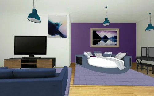 Purple blue bedroom