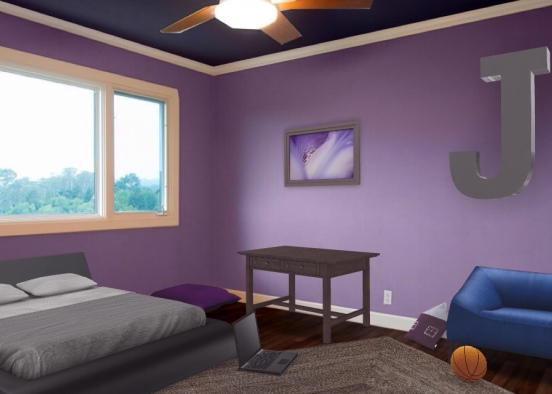 Purple Themed Bedroom Design Rendering