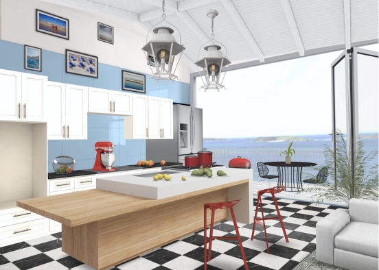 beach house kitchen Design Rendering