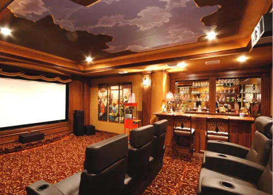 movie theater with bar this is Family for what Watch movie anytime you wantIf you want to Design Rendering
