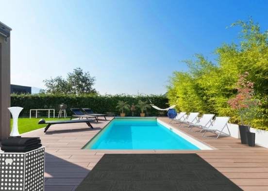 modern pool area Design Rendering