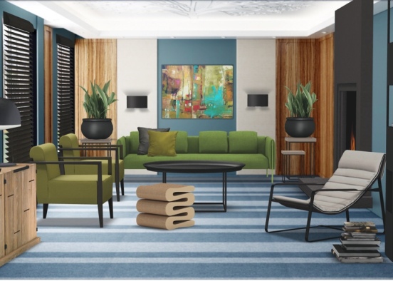 Cozy Green Living room Design Rendering