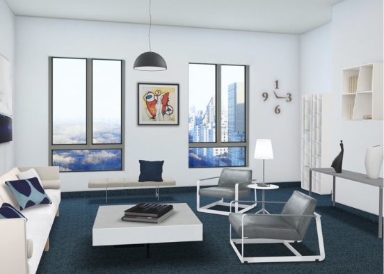 Modern City Living Room Design Rendering