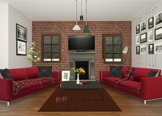 Modern, shared living room Design Rendering