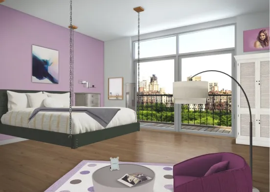 Too(?) purple bedroom Design Rendering