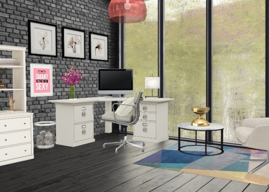 Pop of colour office  Design Rendering