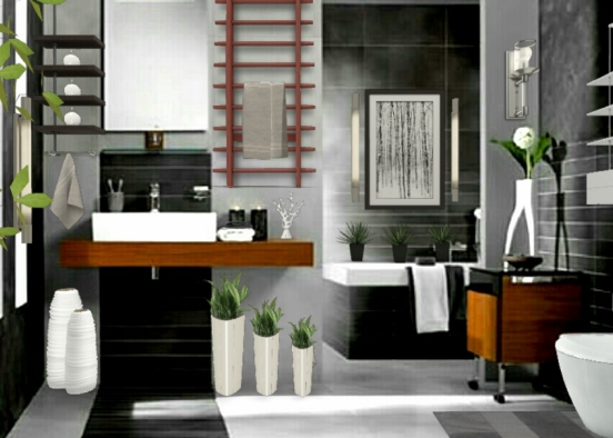 Banheiro black room Design Rendering