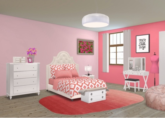Kids room pink Design Rendering
