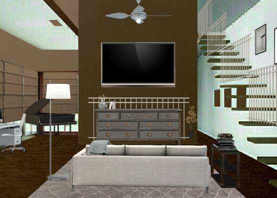 A Modern Grey Living Room Design Rendering