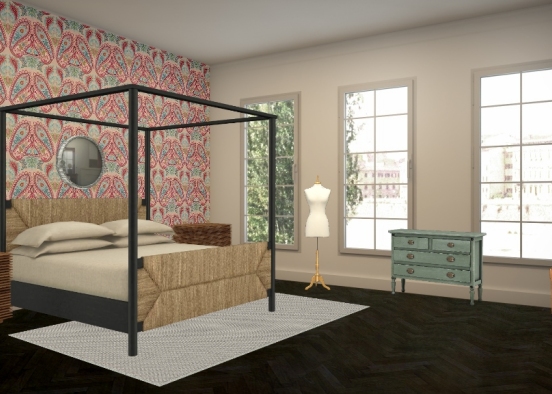Спальня с высокими потолками Design Rendering