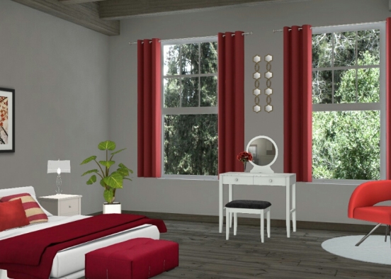 Red glam bedroom Design Rendering