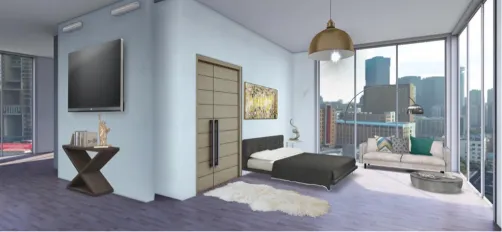 huge city penthouse bedroom