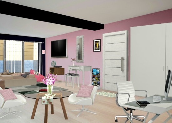 Bedroom black and pink Design Rendering