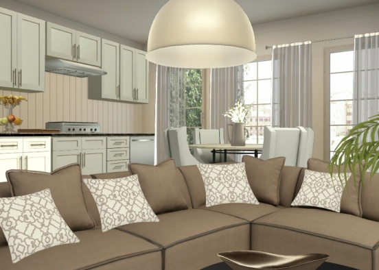 Cucina e soggiorno Design Rendering