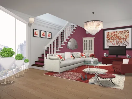 white and Red LivingRoom 