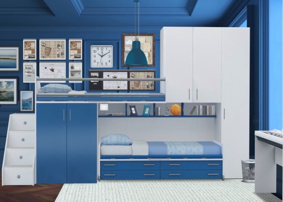 blue boys bedroom Design Rendering