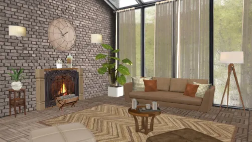 Salon marron et beige