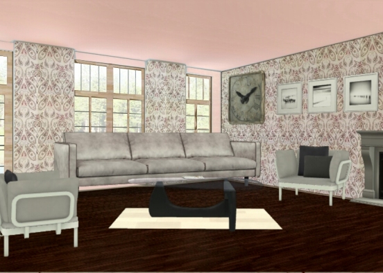 Cute Living Room Design Rendering