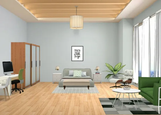Modern minimalist bedroom Design Rendering