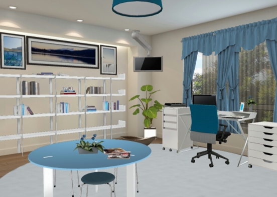 Office in Blue Design Rendering