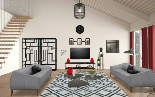 Salon rouge noir gris