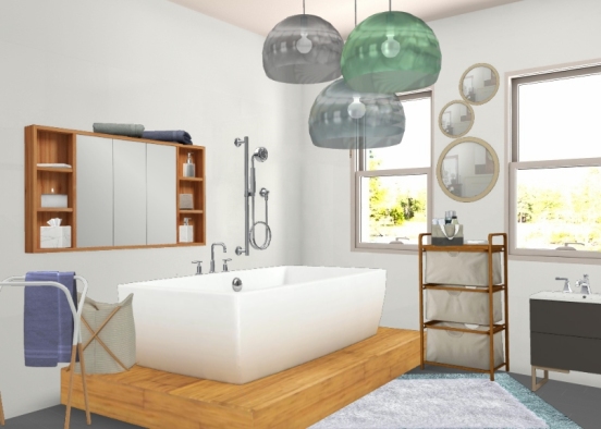 Salle de bain bois Design Rendering