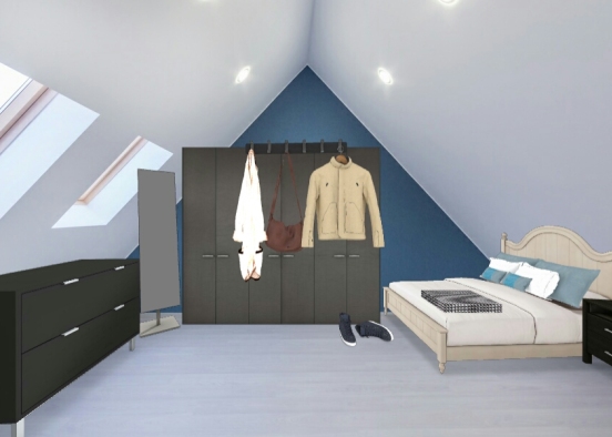 Attic guest bedroom Design Rendering