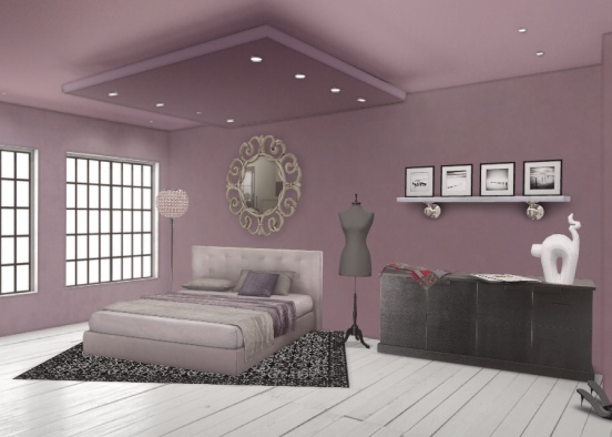 purple bedroom(dormitorio morado) Design Rendering