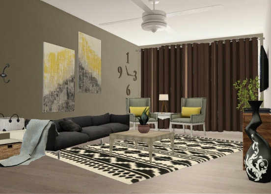Salon d'appartement  Design Rendering