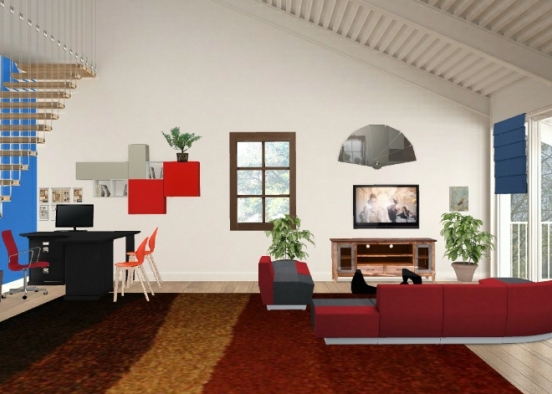 Oficina_and_Living Design Rendering