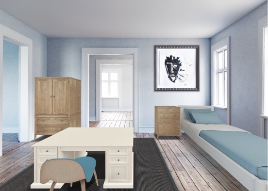Blue Bedroom Design Rendering