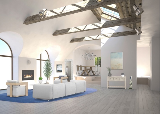 Modern, Beachy Living Room Design Rendering