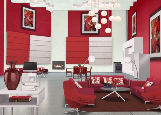 Luxury red house Design Rendering