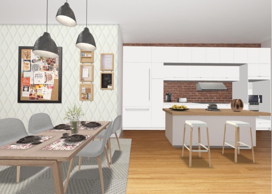 Comedor + cocina loft Design Rendering