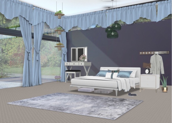 Blue and Purple Room Design Rendering