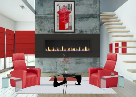 Red Lounge Design Rendering