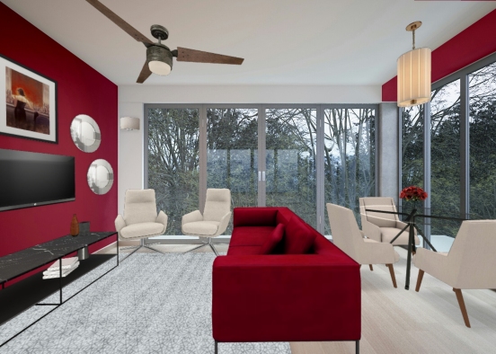 Living and Dining Room Design Rendering