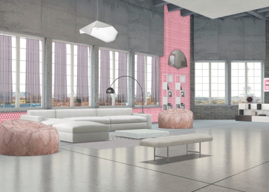 Pinkish delight living room Design Rendering