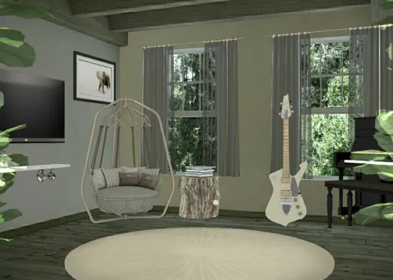 Mini Music Room Design Rendering