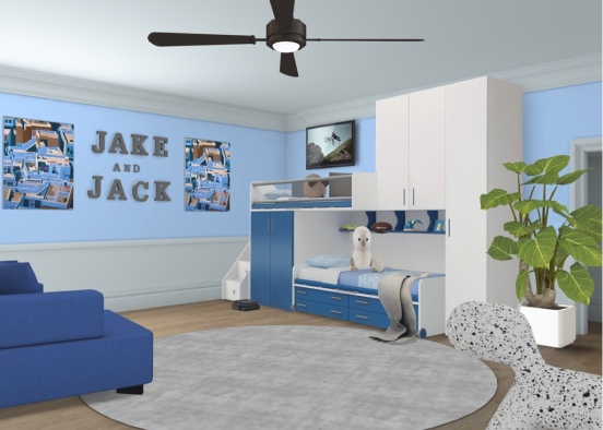 Two Boys Sharing A Room Design Rendering