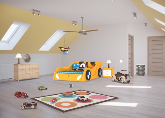 race car boy’s bedroom Design Rendering